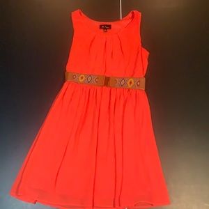 Coral Belted Dress
